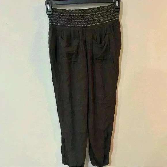 Anthropologie Ett:Twa Casual Boho Cropped Lightweight Black Pants Size Small - Picture 7 of 9